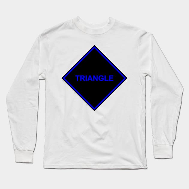 Black Blue Triangle Long Sleeve T-Shirt by rockcock